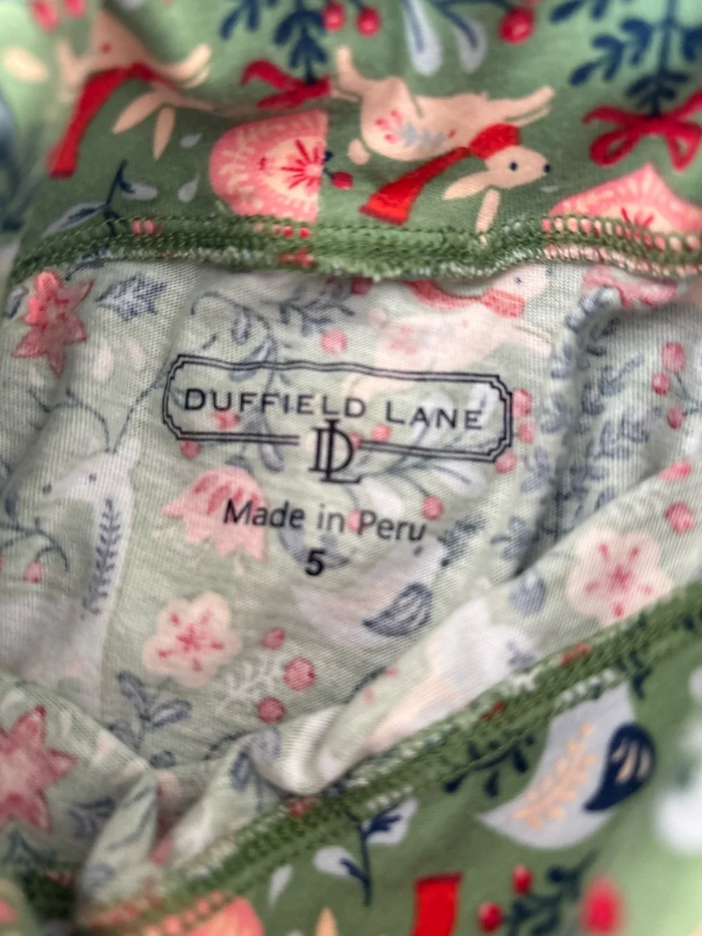 Duffield Lane Green Floral & Animal Print Long Sleeve Dress